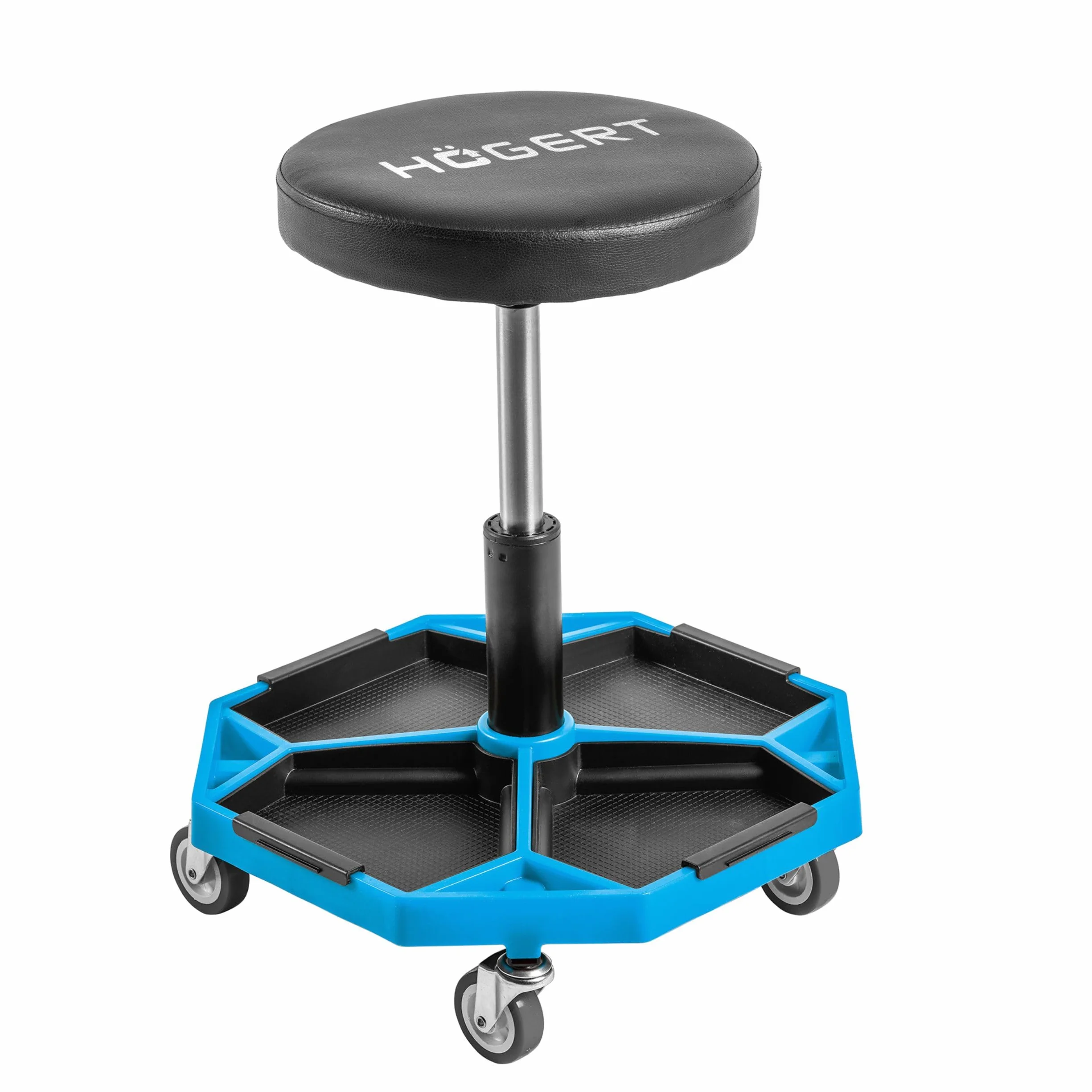 Högert Technik - Taburete de Taller Ajustable | Asiento telescópico de Taller | Altura Regulable | Construcción Robusta | Carga máxima: 140 kg | Taburete con Ruedas para el Taller