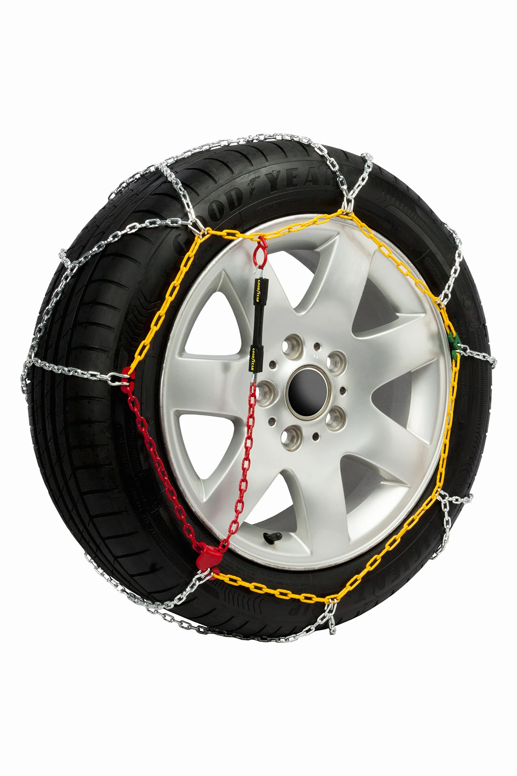Goodyear Juego de 2 Cadenas de Nieve Metálicas para Coche de 9 mm Talla 80 con Tensor Automático Goodyear