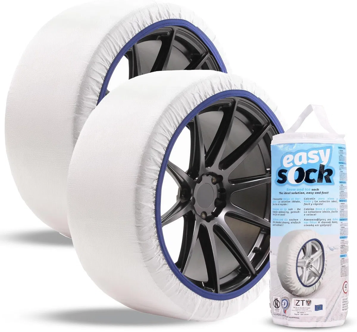Cadenas Coche Nieve Easy Sock Homologación EN 16662-1 y alta seguridad. Talla XL. Cadenas Nieve Téxtiles Fáciles de Instalar - Cadenas Nieve Coche Antideslizantes y Resistentes - Kit de 2 Cadenas