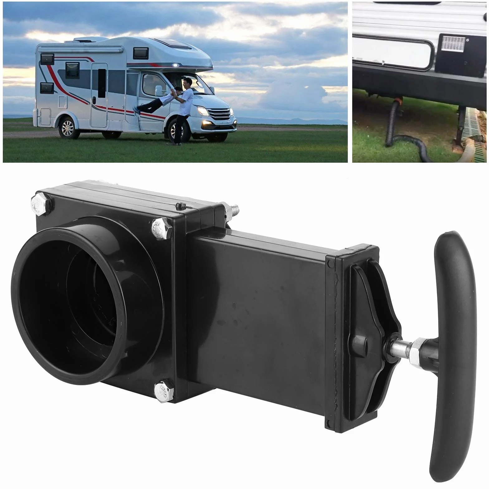 Válvula de residuos, válvula de drenaje RV de 50 mm, válvula de ABS de alcantarillado de residuos, para accesorios al aire libre para caravana