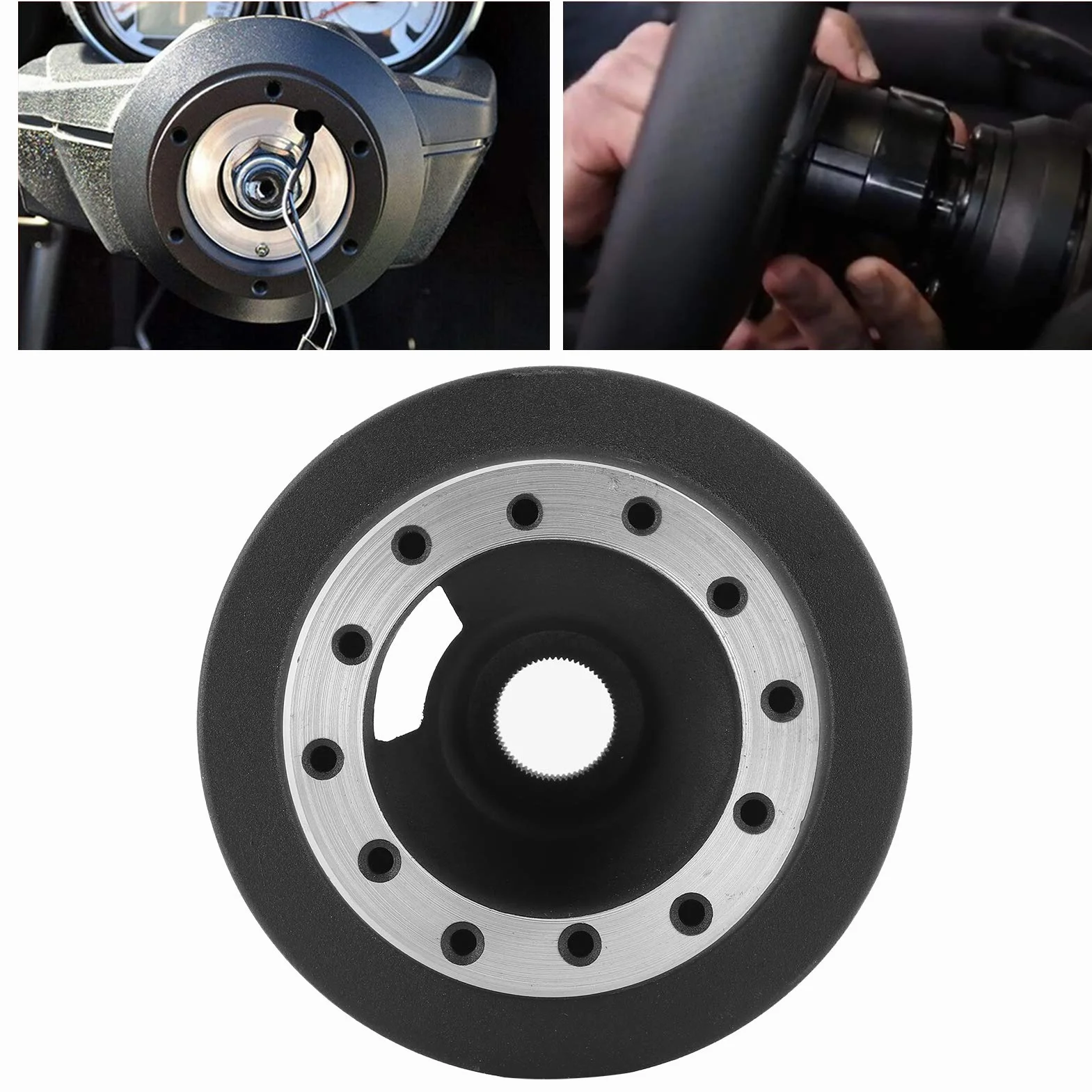 Kit de adaptador de cubo de volante, kit de adaptador de cubo de liberación rápida de volante de aluminio negro, accesorio de reacondicionamiento de coche de repuesto apto para