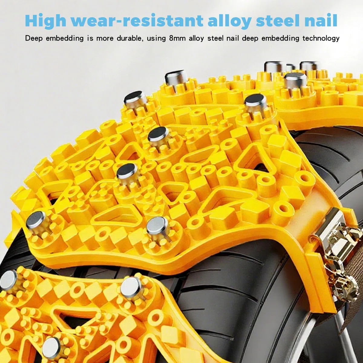 8 Pcs Cadenas Nieve, neumáticos invierno cadenas de seguridad, Juego Universal para Neumáticos Coche anti nieve, fácil instalación, vehículos de Emergencia (Ancho Neumático 165-265mm)