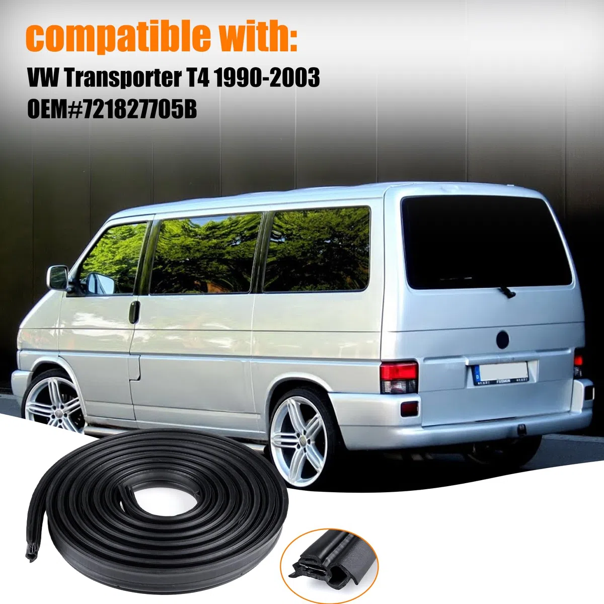 Junta de Goma Para Puerta de Coche 5.4 M, Compatible con VW T4 Transporter 1990-2003. Protección Del Borde de la Puerta, Tierra de Salade de Goma Para Puerta de Coche Negro 721827705B