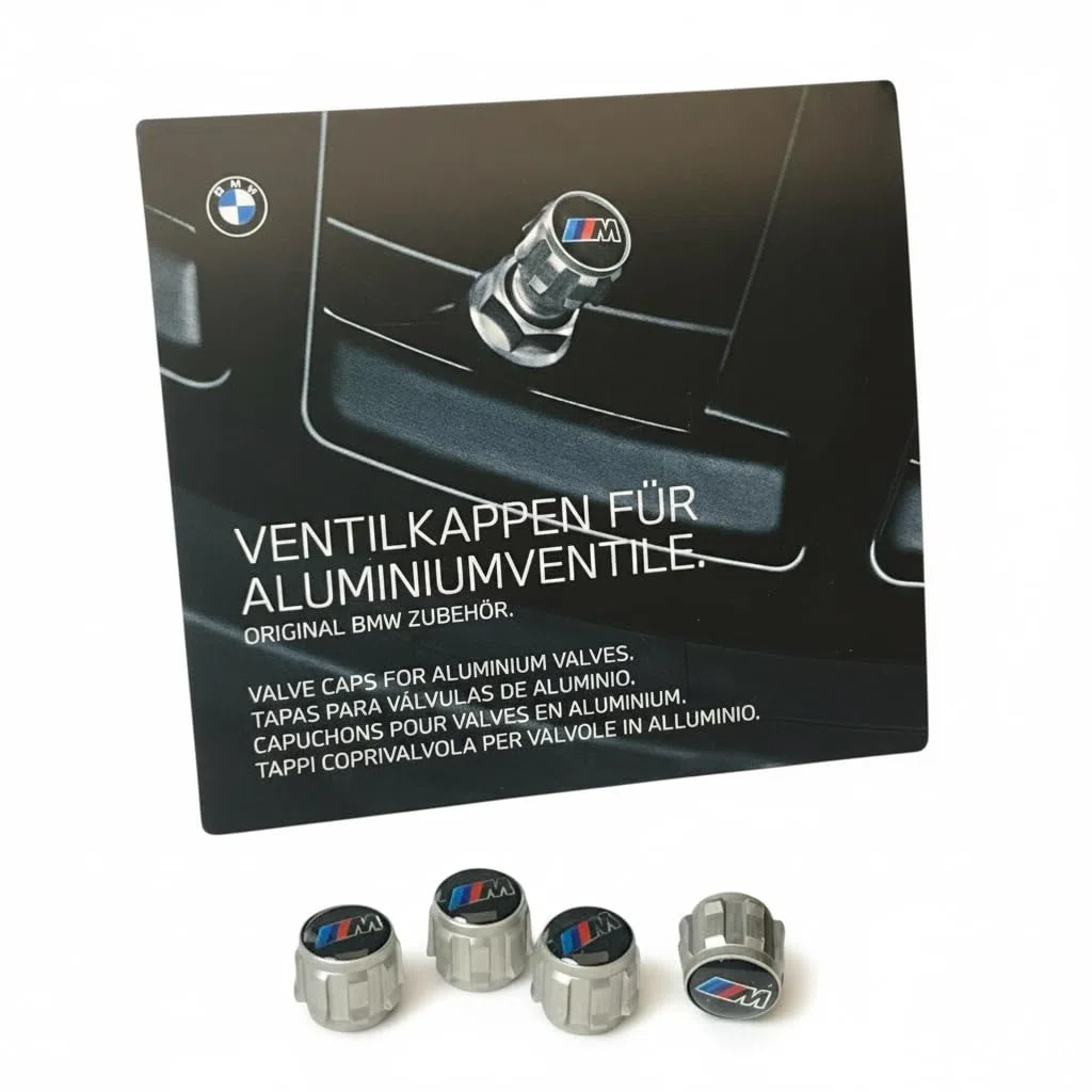 BMW Original Juego de Tapones de Válvula con Logotipo M Performance, Acabado en Cromo, Set de 4 Piezas