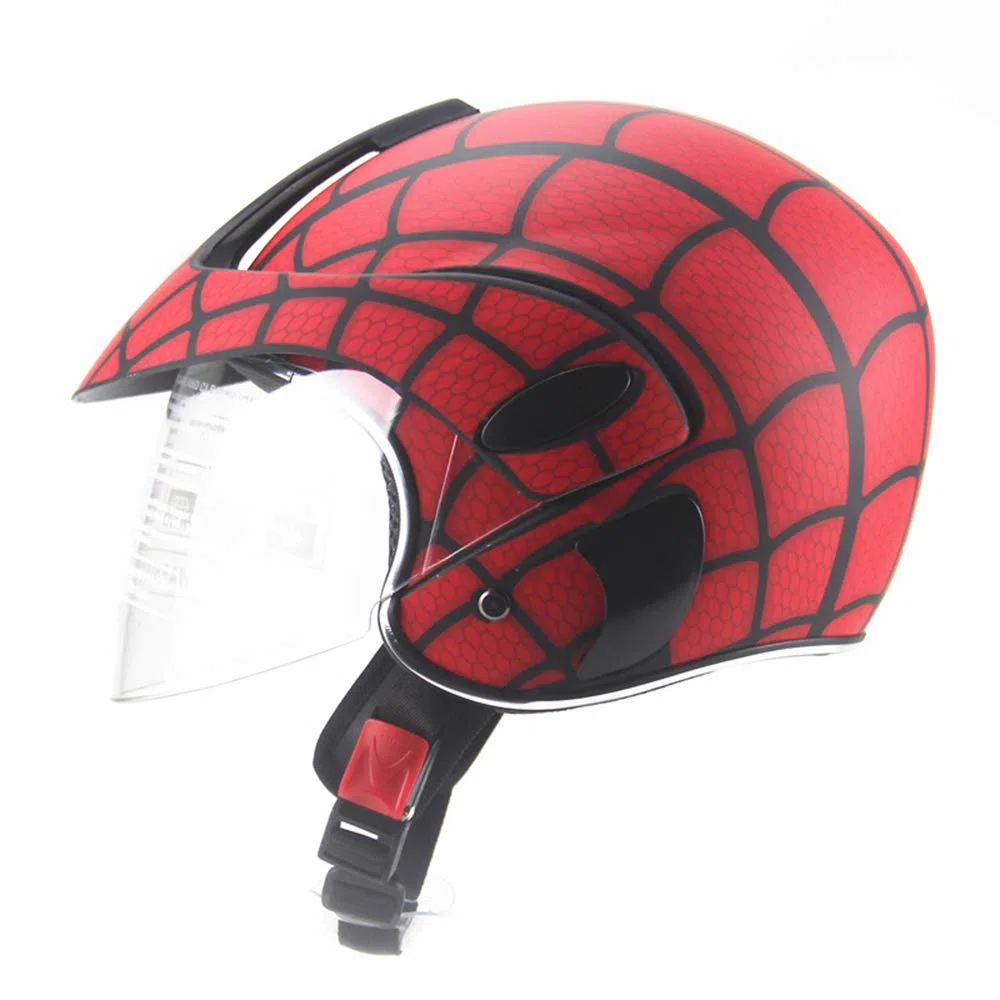 Casco de motocross para niños, casco de motocicleta para niños, niños y niñas, bicicleta, scooter, deportes al aire libre, visor de sol, regalo, por 3-10 años, 48 ​​~ 52 cm, brillante web,Rojo
