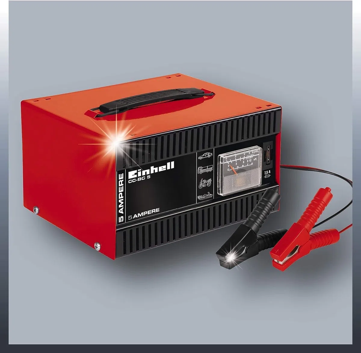 Einhell Cargador de baterías CC-BC 5(p. baterías de 16-80 Ah, 12 V tensión Carga)
