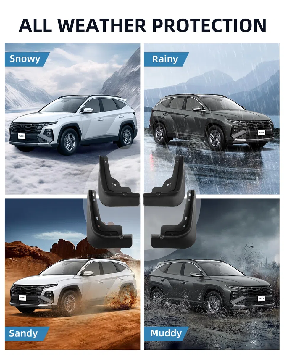 Guardabarros para Hyunda-i Tucson NX4 2024 2023 2022 2021, Faldillas Antibarro Delantero y Trasero con Tornillos de Montaje, Accesorios Protectores contra Salpicaduras [4 Piezas]