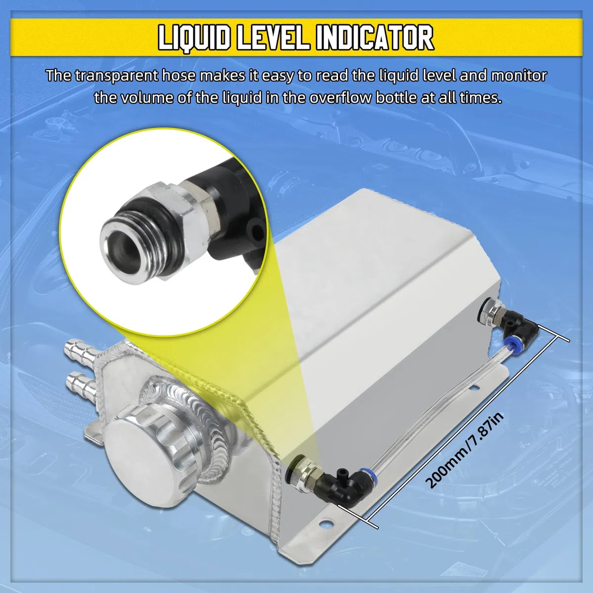 Universal Coolant Overflow Tank 2L Expansion Catch Can Kühlerreservoir Polished Aluminium Automotor Kühlmittel Recovery Kits