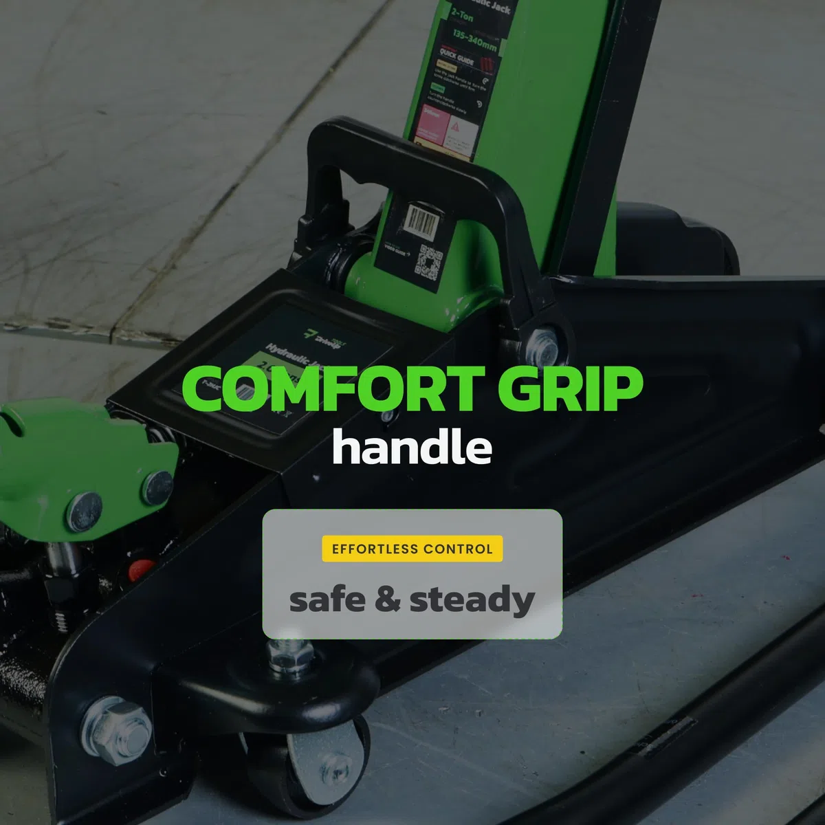 Cric hidráulico de 2 toneladas DRIVEUPTOOLS con maleta de transporte – Altura de elevación 13,5–34 cm – Compacto y robusto para coches y SUV – Herramienta confiable de 2000 kg para garaje y taller