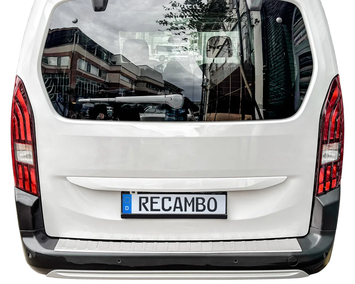RECAMBO | Protector de Parachoques Trasero | Compatible con Peugeot Rifter | a Partir de 2018 | Acero Inoxidable Mate | Protección Borde de Carga