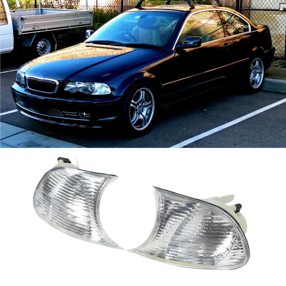 Luces de Señalización Delanteras para 3 Series E46 Coupé 1998‑2001 Lente Transparente Compatibles con Izquierda y Derecha Reemplazo Directo para Luces Originales