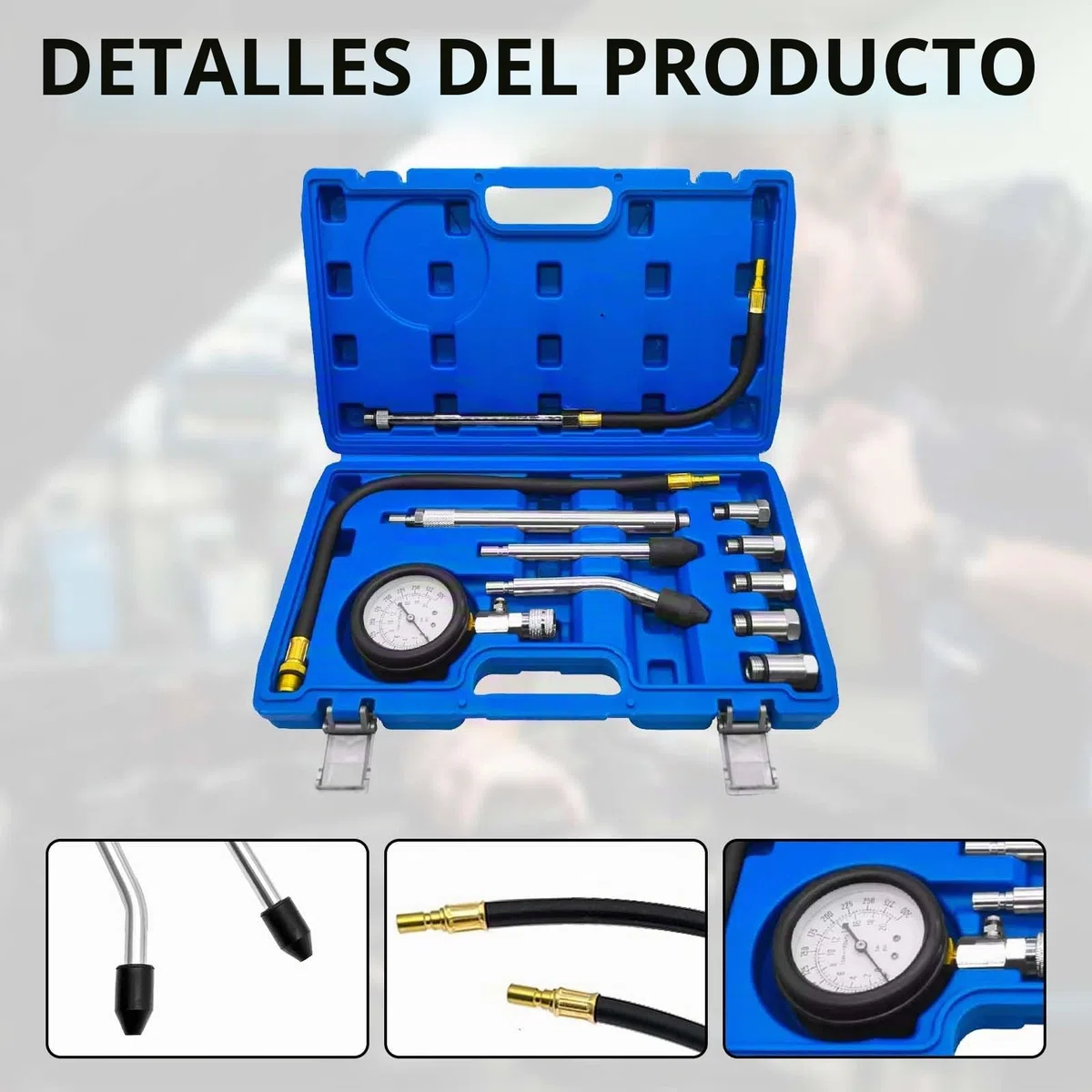 Probador De Compresión Para Automóvil, 11 Piezas Comprobador De Compresión Estándar Digital De Gasolina Medidor De Compresión Del Cilindro Del Motor Herramienta De Probador De Compresión