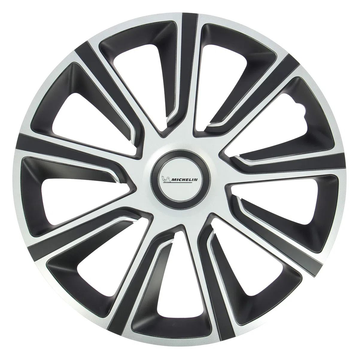 MICHELIN 009113 4 Tapacubos de Coche, NVS 49 Bicolor Negro y Gris Metalizado, 14 Pulgadas