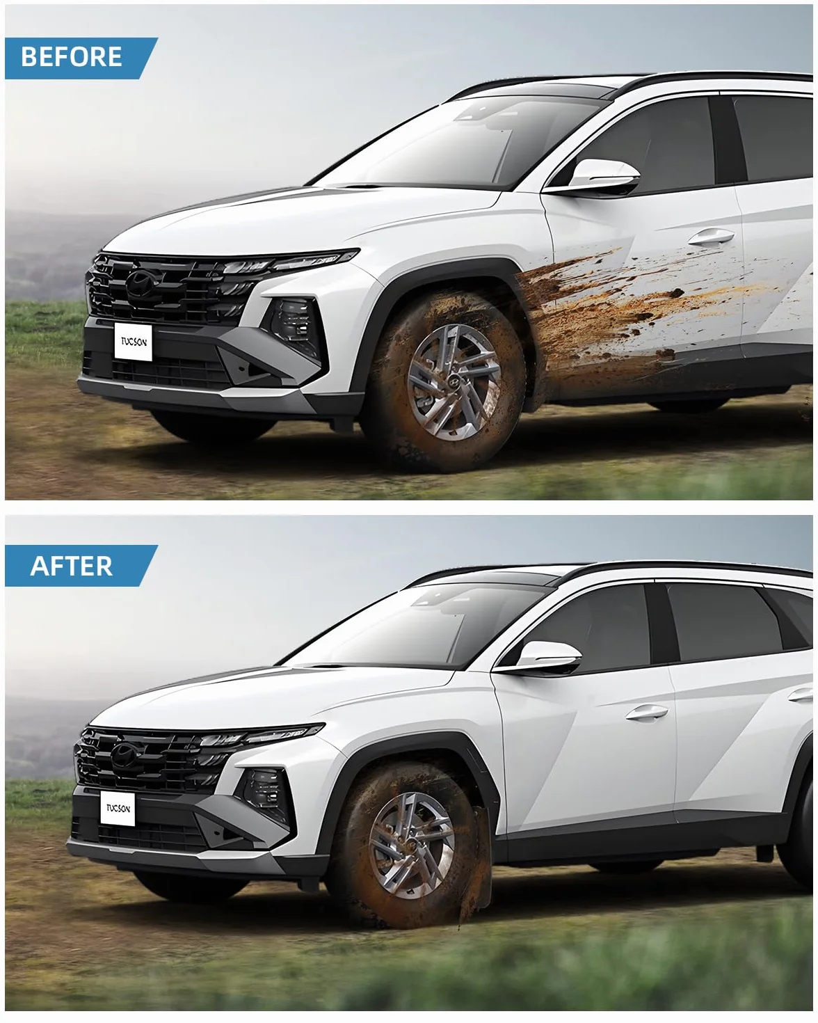 Guardabarros para Hyunda-i Tucson NX4 2024 2023 2022 2021, Faldillas Antibarro Delantero y Trasero con Tornillos de Montaje, Accesorios Protectores contra Salpicaduras [4 Piezas]