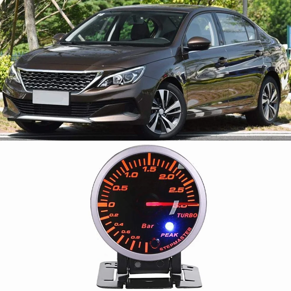 Medidor de Impulso Turbo LED, Universal Coche Medidor de Turbo Boost, DC12V Universales 60mm 2,5 Pulgadas Blanco Rojo