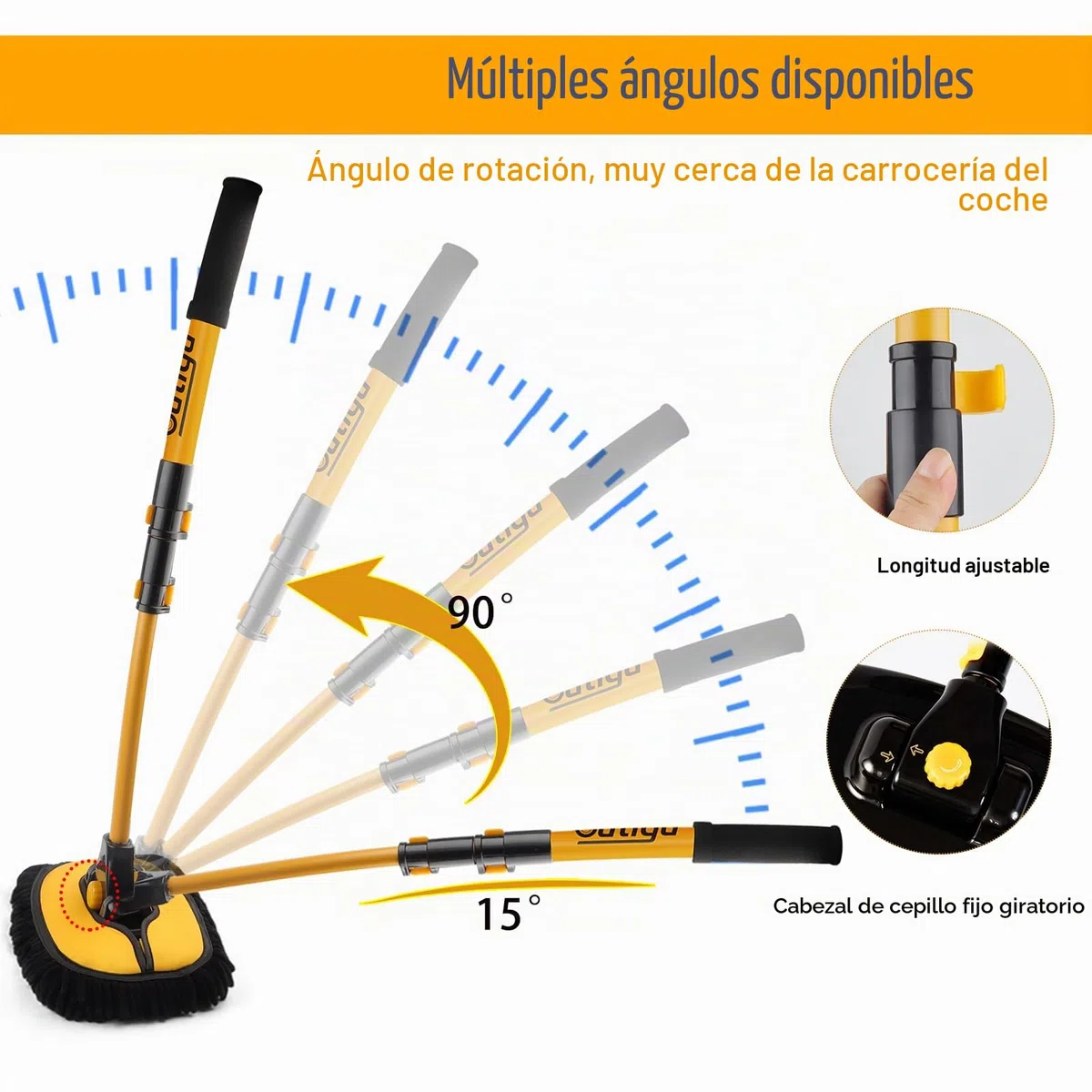 Cepillo de lavado de coche con mango telescópico, 3 en 1, chenilla de microfibra chenilla, kit de limpieza para coche, camión y limpieza de la casa, cepillo de lavado de coches con diseño