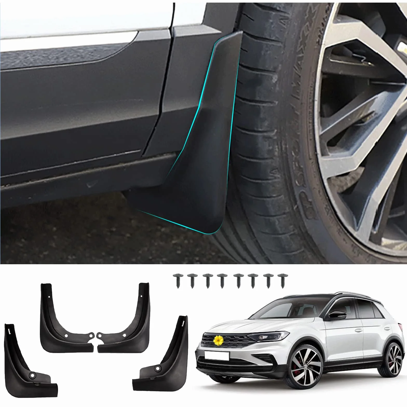 [4 Piezas] CDEFG Compatible con Toyota RAV4 2019-2022 2023 2024 2025 de Aletas de Barro para Coche Protector contra Salpicaduras Guardabarros para Guardabarros con Tornillo de fijación