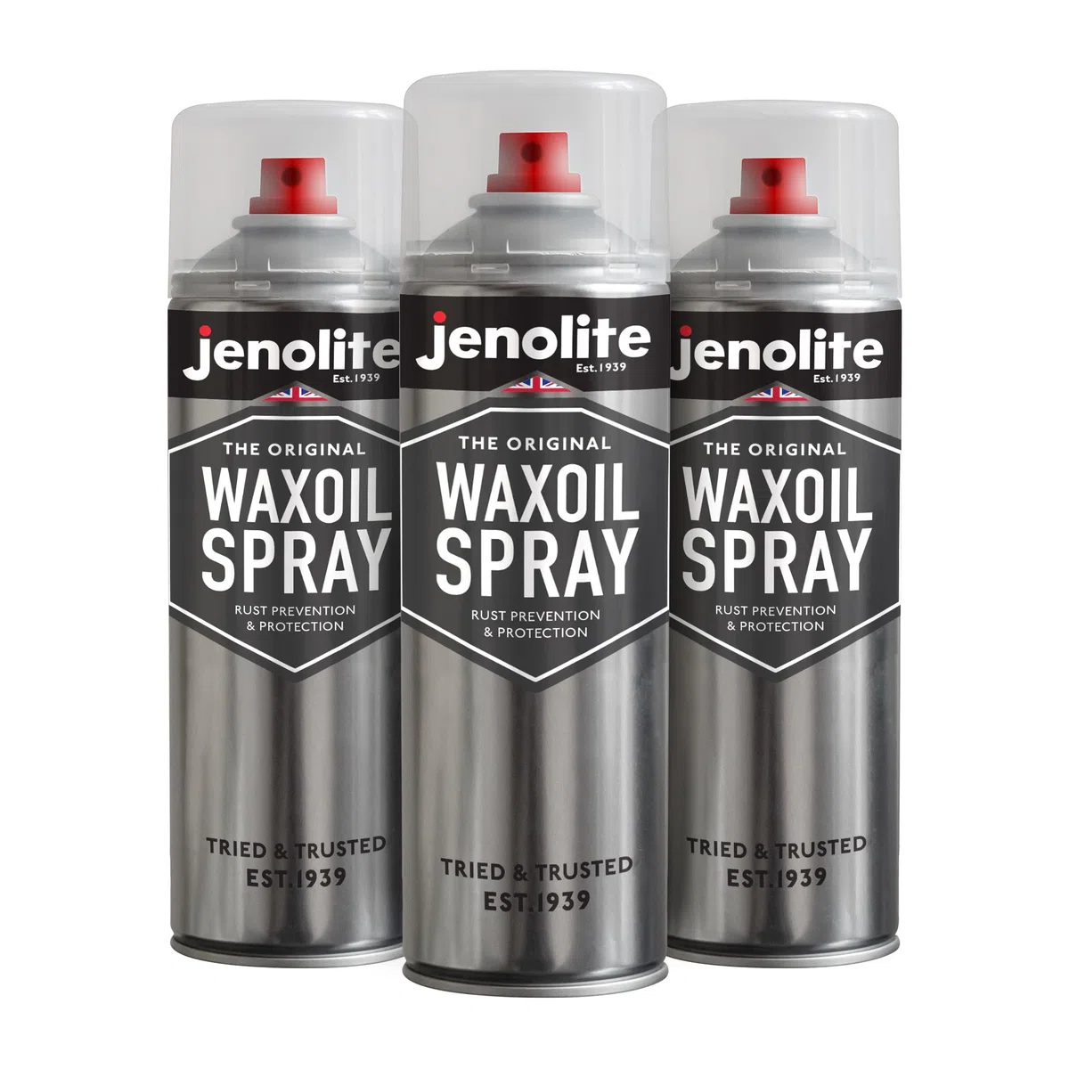 JENOLITE Waxoil Spray de prevención y protección contra el óxido | Claro | Aerosol de protección contra la corrosión para automóviles, Bicicletas y Motocicletas | 3 x 500ml