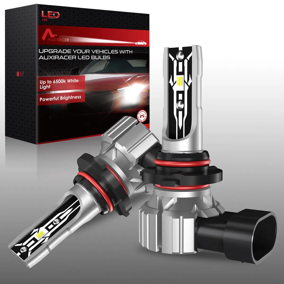 AUXIRACER Bombilla LED HB3, 80 W, 6500 K, 12 V, blanco frío, bombilla LED HB3 IP68, resistente al agua, bombilla HB3 coche, bombillas de recambio para bombillas halógenas y kits de xenón, 2 bombillas