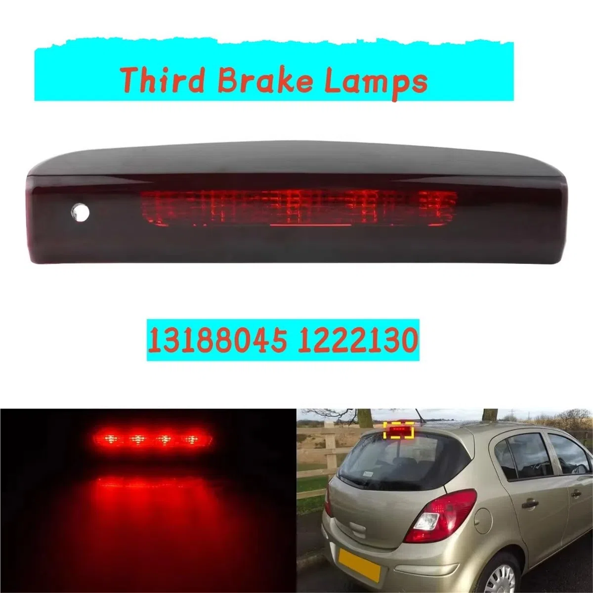 Luz freno central alta Luz Trasera De Freno Para Vauxhall Para Corsa D/E Para Opel 2006-2019 Terceras Lámparas De Freno 13188045 1222130 510511640 Luz Freno Alto(Red)