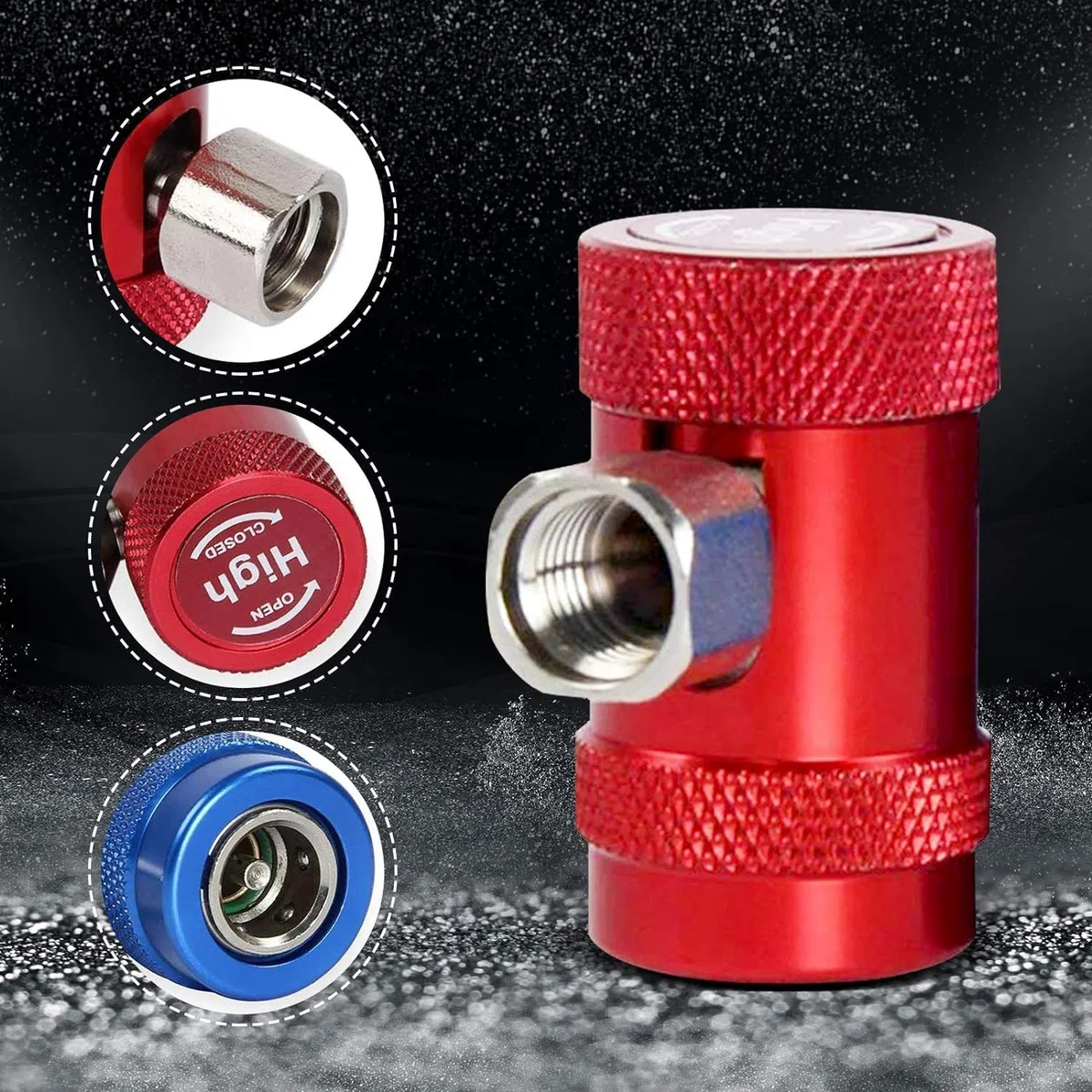 Adaptador De Acoplamiento Rápido R1234yf, Adaptador de Presión Alta/Baja Adaptador de Acoplamiento Rápido para R1234yf, Adaptador de Enchufe con Puerto Macho De 6,35 Mm, para Aire Acondicionado