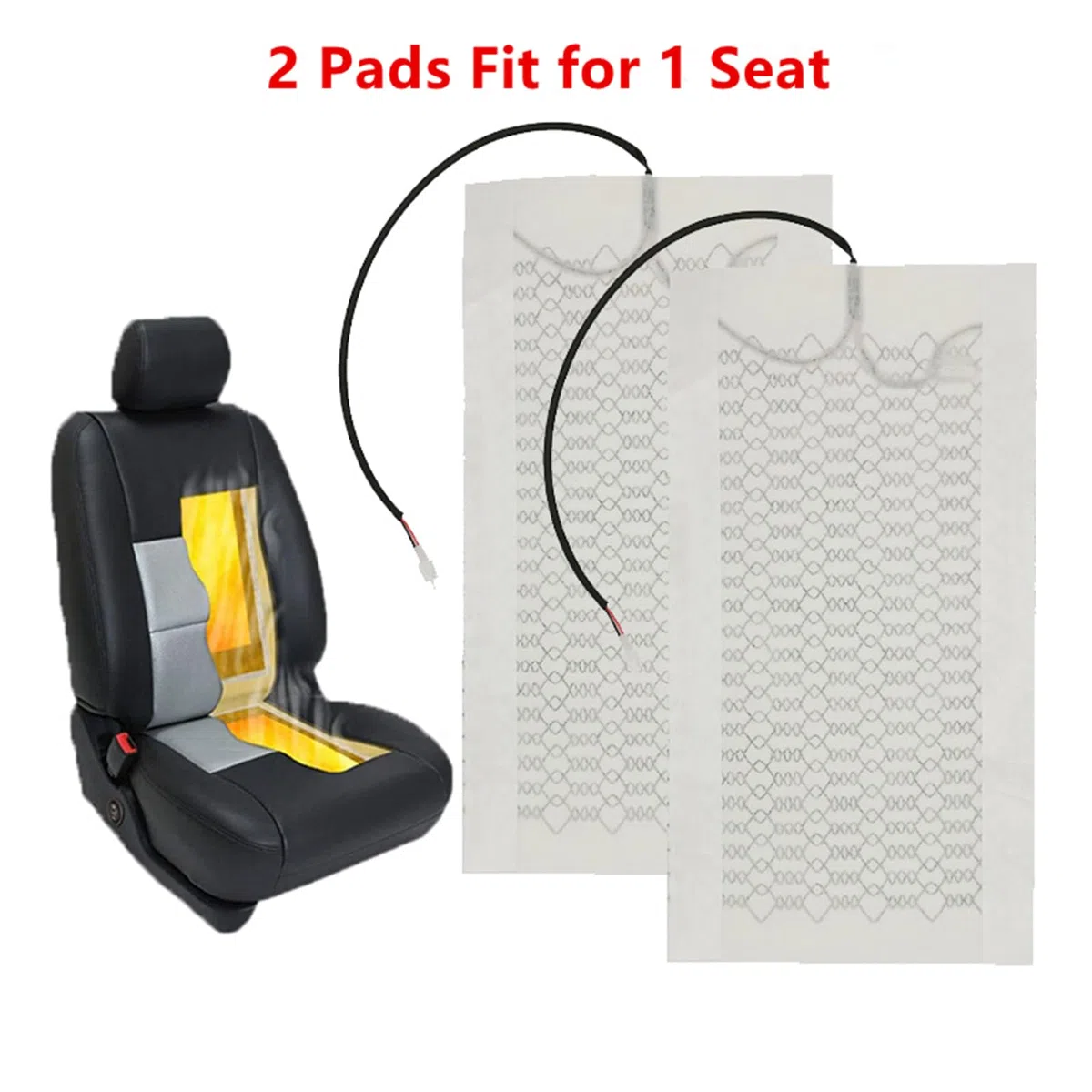 Kit de calefacción de fibra de carbono para asiento de coche con interruptor, 3 niveles, universal, para asientos de coche, 4 almohadillas (2 asientos) - E