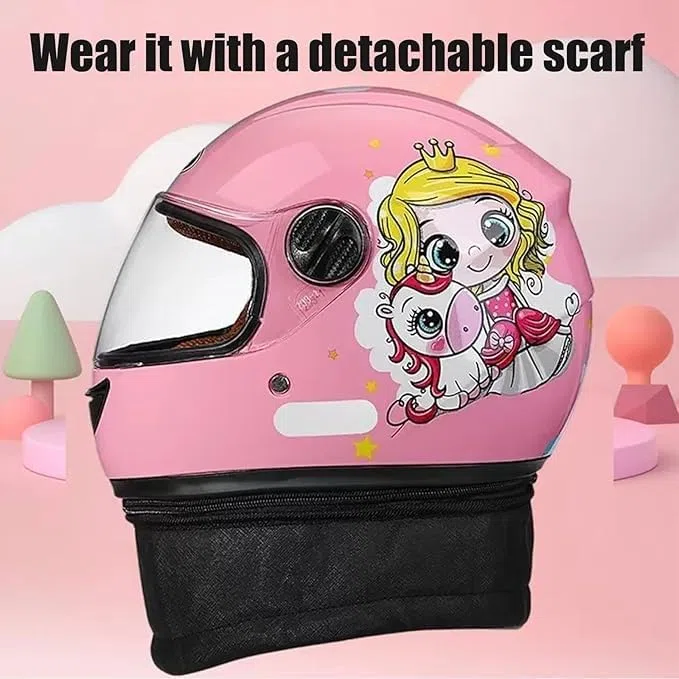 Casco integral de moto para niños, casco scooter homologado ECE con visera solar y bufanda extraíble, casco scooter para niños y niñas de 3 a 12 años I,48-55CM