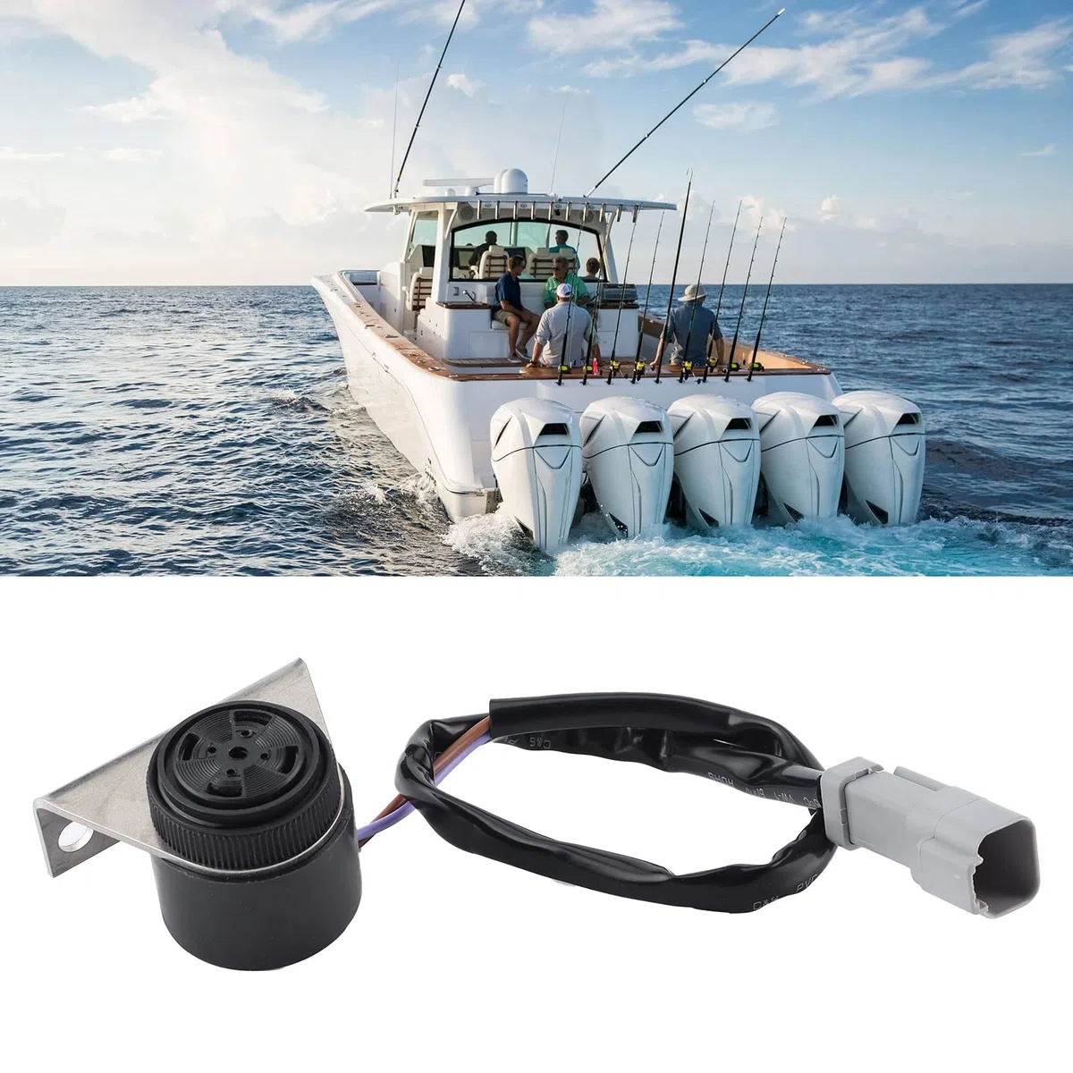 Bass Tracker Motor Consola Advertencia Alarma para Evinrude Oem Bocina de Advertencia Alarma Zumbador 176360 Abs Acero Inoxidable Advertencia Cuerno 353629 Alarma Zumbador