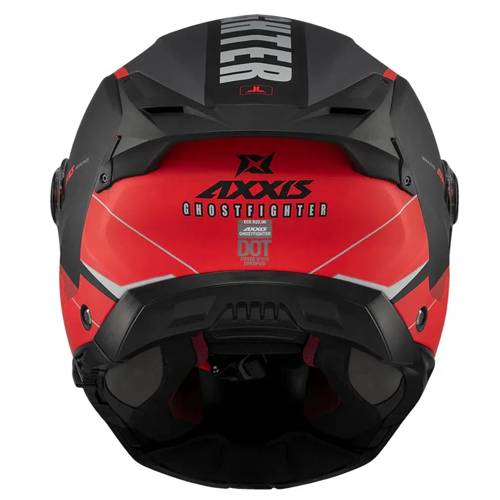 AXXIS Ghostfighter SV Maniac Negro Rojo Mate - Casco de Moto Modular Abatible Diseño Streetfighter con Visor Solar - Unisex Hombre y Mujer - Homologado P/J ECE 22.06
