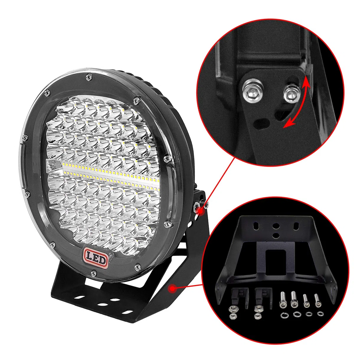 Willpower - 2 faros de trabajo LED, 23 cm, 9 pulgadas, 294 W, redondos, 12 V, 24 V, luces antiniebla, foco de largo alcance, impermeable, IP67, para 4 x 4, coche, camión, tractor, SUV, barco, Quad