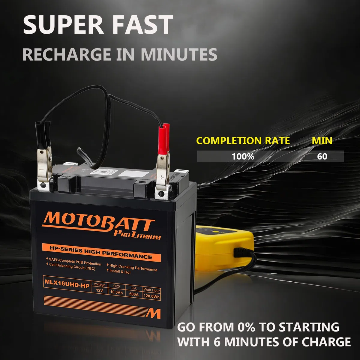 YTX14-BS LiFePO4 - Batería de litio para motocicleta, MotoBatt MLX16UHD-HP ATV UTV de 4 ruedas con mayor potencia de arranque (12 V, 600 CA, 10 A), compatible con piezas KTM, Yamaha, Honda, SUZUKI