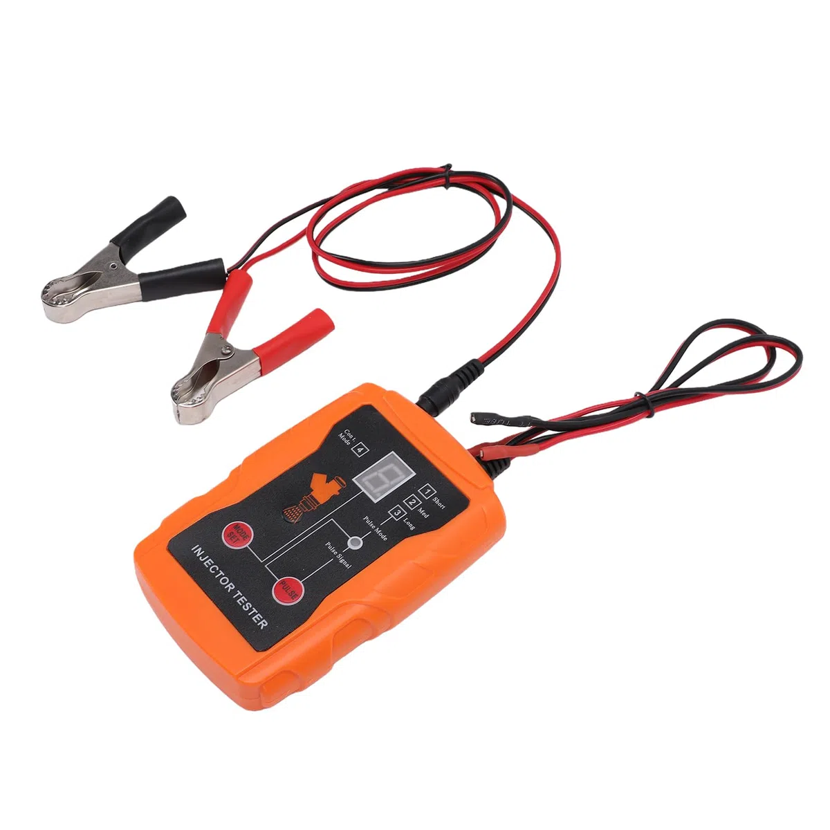 Alomejor Probador de Inyectores de para Automóviles, Construcción ABS, Función 2 en 1 con 8 Adaptadores y Modos de Pulso, Ideal para Mantenimiento y Limpieza de Vehículos (Orange)