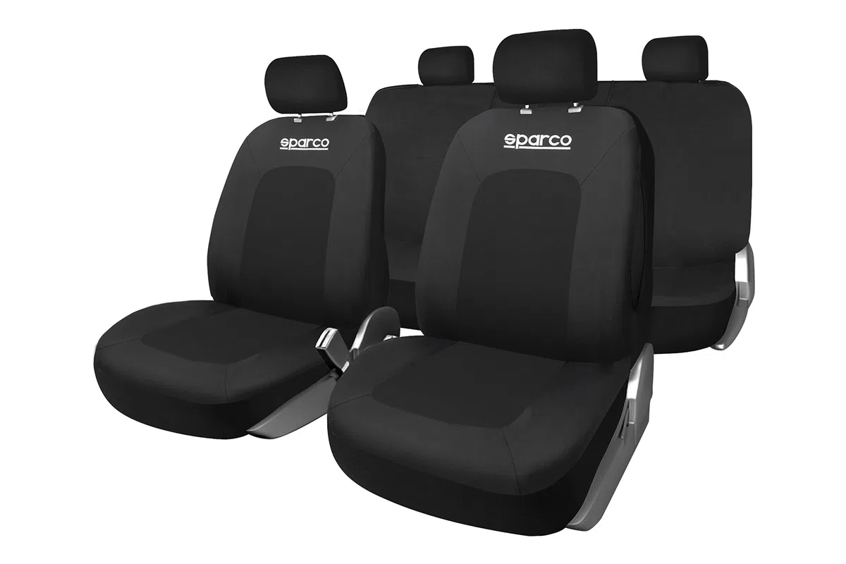 Sparco Juego Completo de Fundas de Asiento Sport, Universales, Color Negro