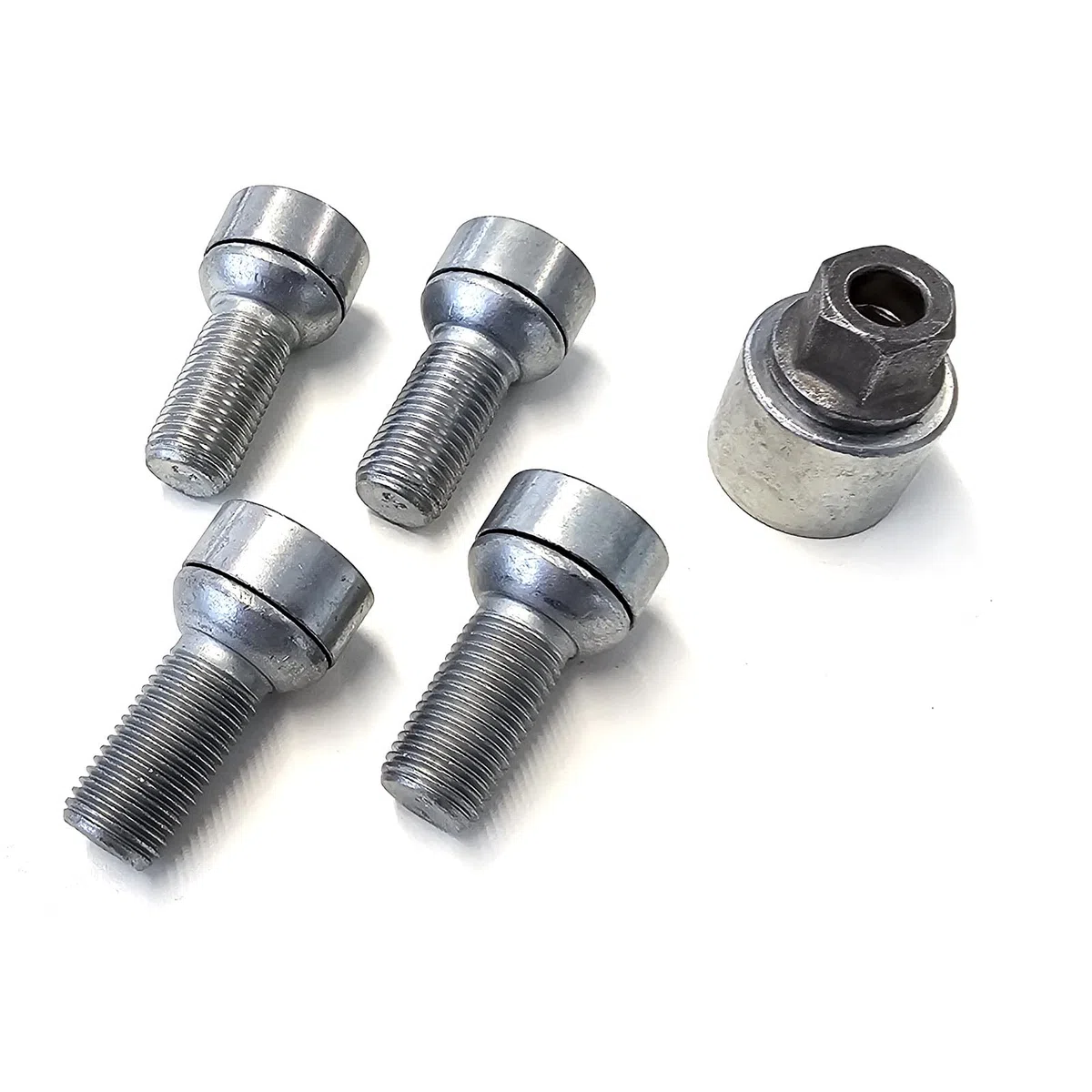 Skoda 000071597C Juego de tornillos de seguridad antirrobo para ruedas, M14 x 1,5 x 27