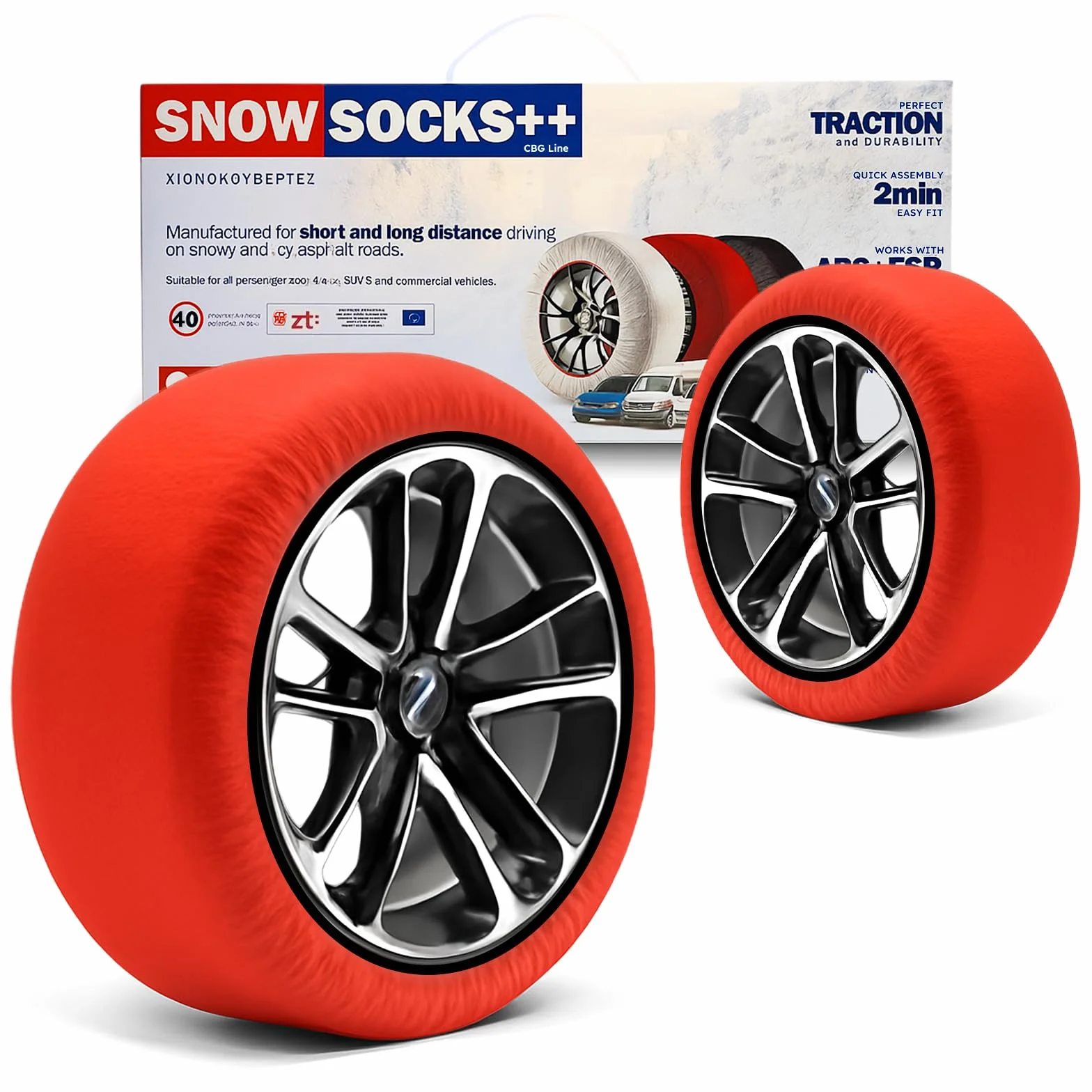 Cadenas de Nieve para Coche, Juego de 2, 6 Tamaños (L)