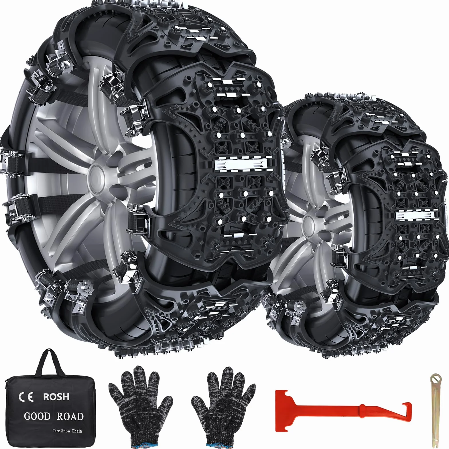 FethFire Cadenas Nieve Universales, 6 Piezas Cadenas Coche Nieve para Coches SUV con Ancho de Neumático 165-285 mm