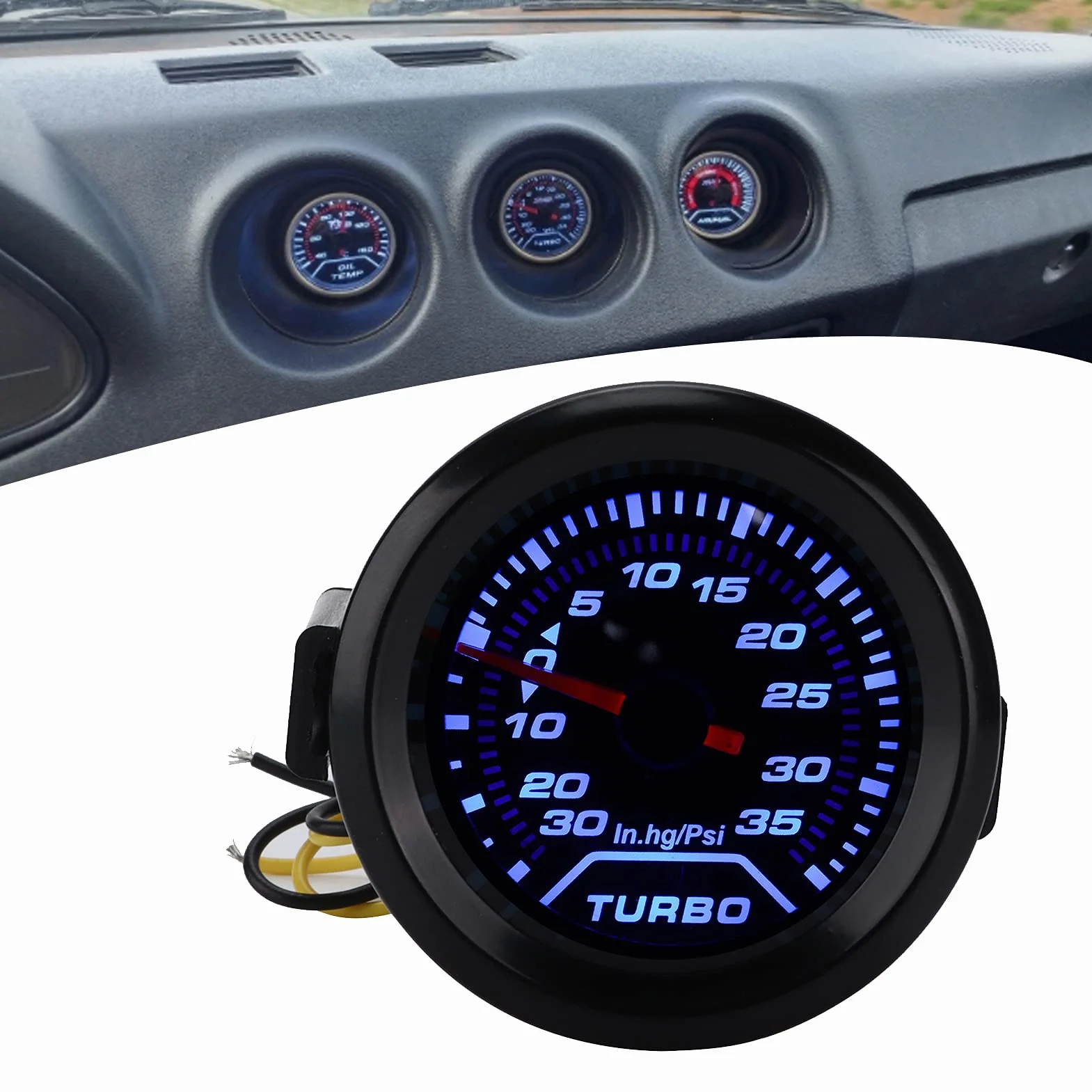 Medidor De Presión Digital 12V Universal 52mm/2 Pulgadas Pantalla LED Azul Y Roja Rango De 35 PSI Para Monitoreo Preciso Del En Automóviles Y Camiones
