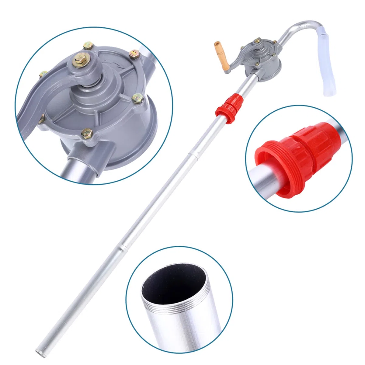 Bomba Tambor del Barril Manual, Aleación de Aluminio Bomba De Barril Rotativa, para Bombear Gasolina y Fuel Oil, Diesel, Aceite Lubricante, Aceite Comestible, Adecuado para Bidón de Aceite de 200L