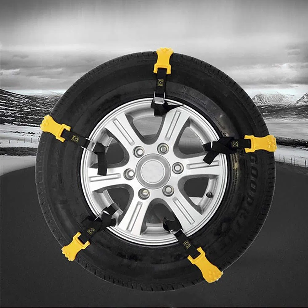 DEDC 10pcs Cadenas de Nieve para Coche, 185 mm - 225 mm, Antideslizantes, Universal Banda de TPU para Neumáticos, Cadena de Emergencia de Invierno con 2 Guantes para Coche, Camión, SUV