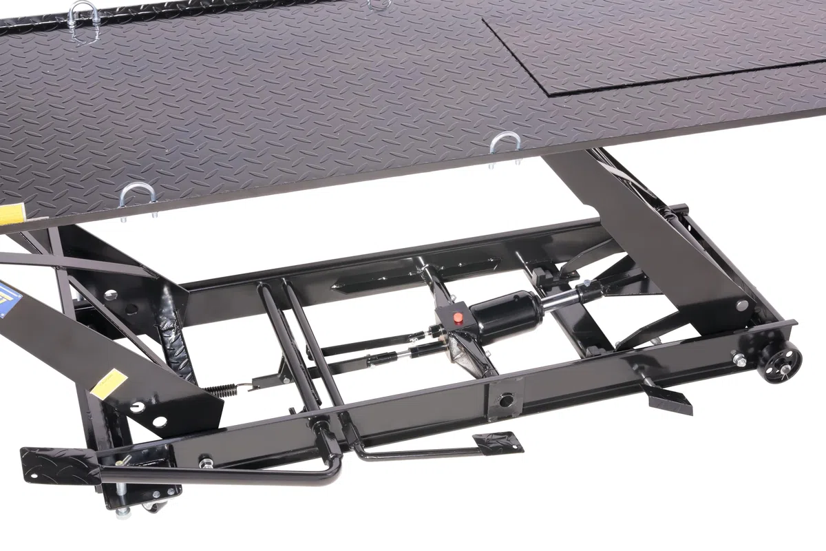 Plataforma elevadora para motocicleta, 450 kg, pedal, paralelo, plataforma de trabajo, paralelogramo, etapa de montaje