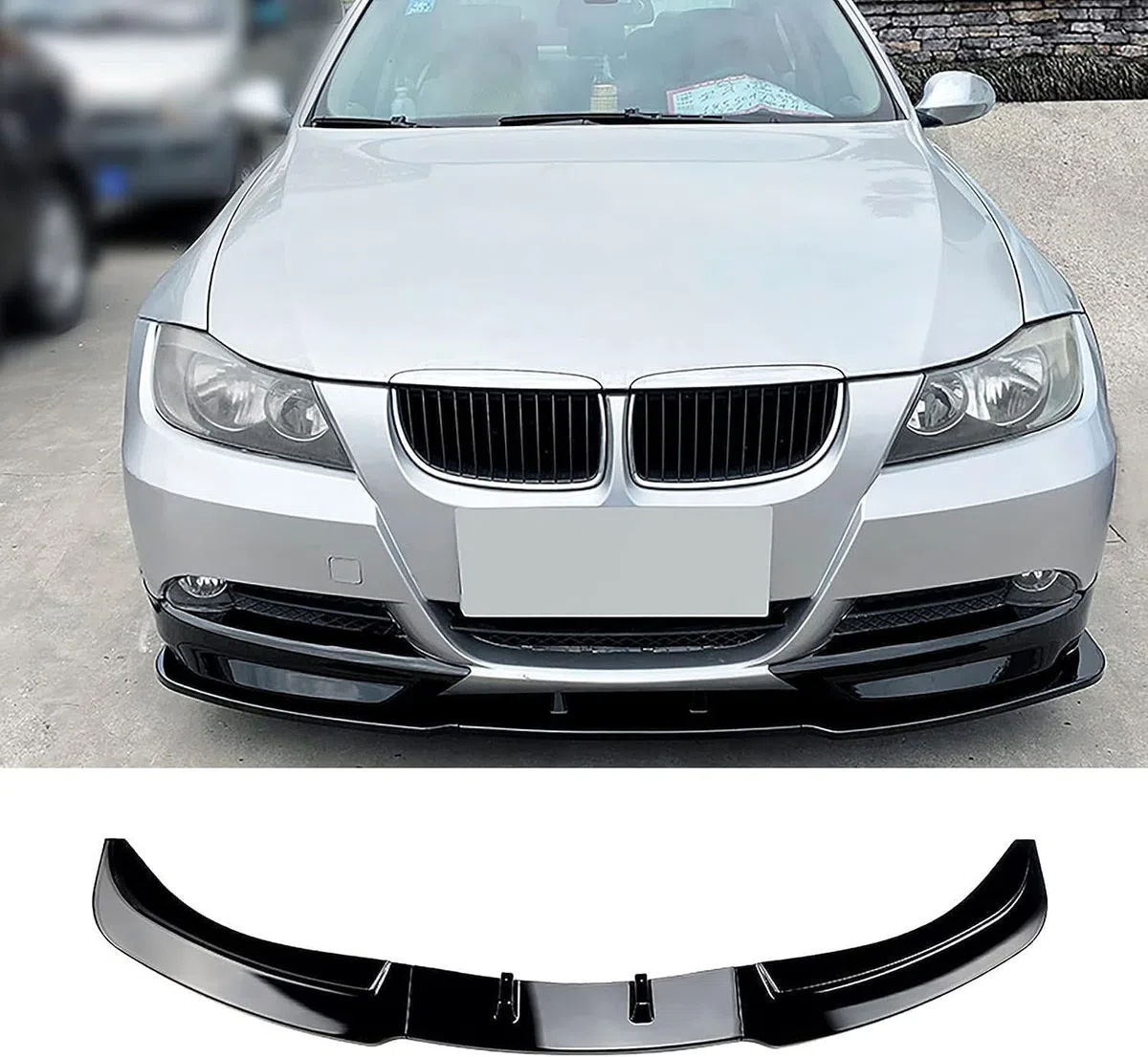 Coche Alerón Delantero para BMW 3 Series E90 E91 320i 325i 2005-2008, Frontal Spoiler Labio Difusor Separador Tuning Performance Accesorios,A/Gloss Black