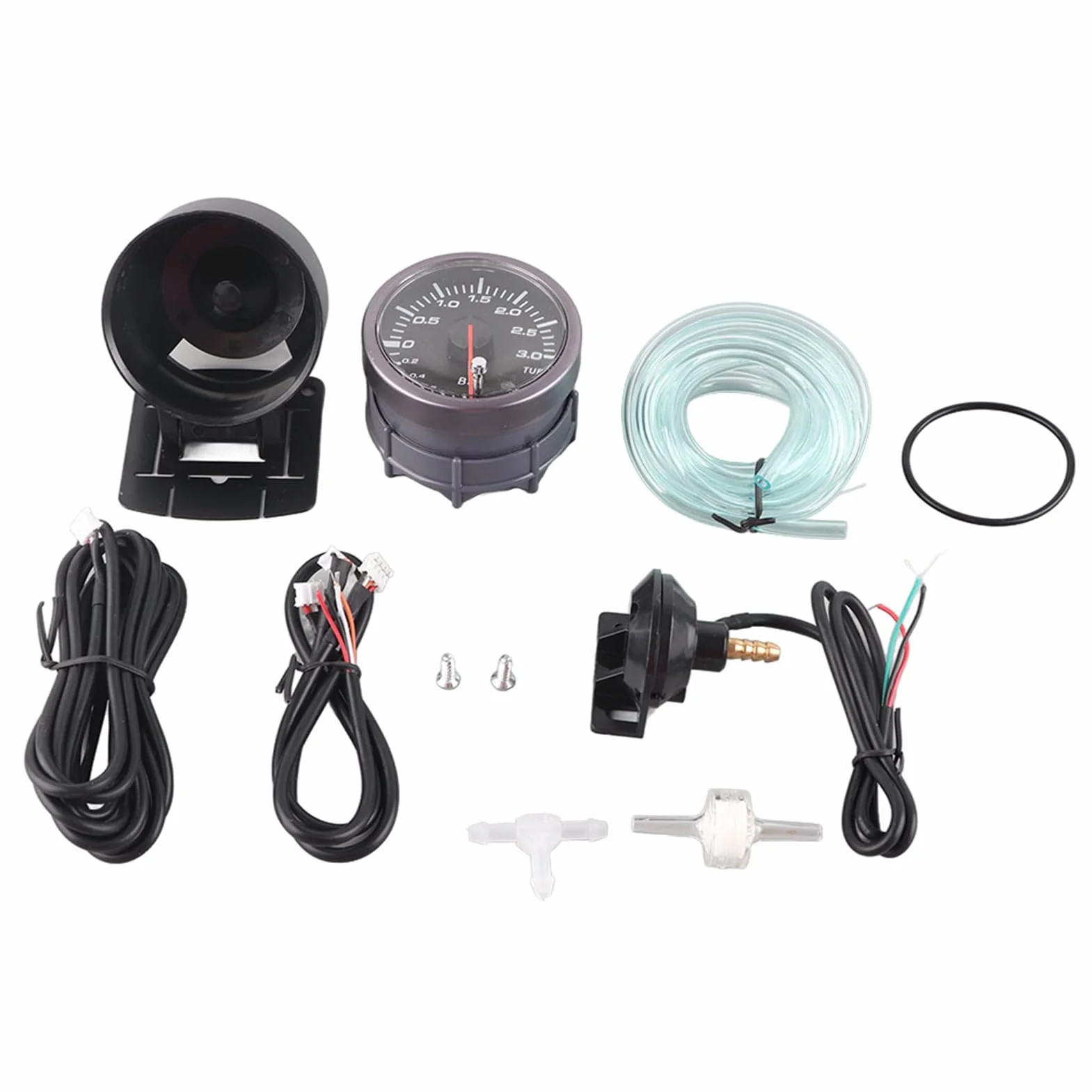 Medidor de Impulso Turbo LED, Universal Coche Medidor de Turbo Boost, DC12V Universales 60mm 2,5 Pulgadas Blanco Rojo