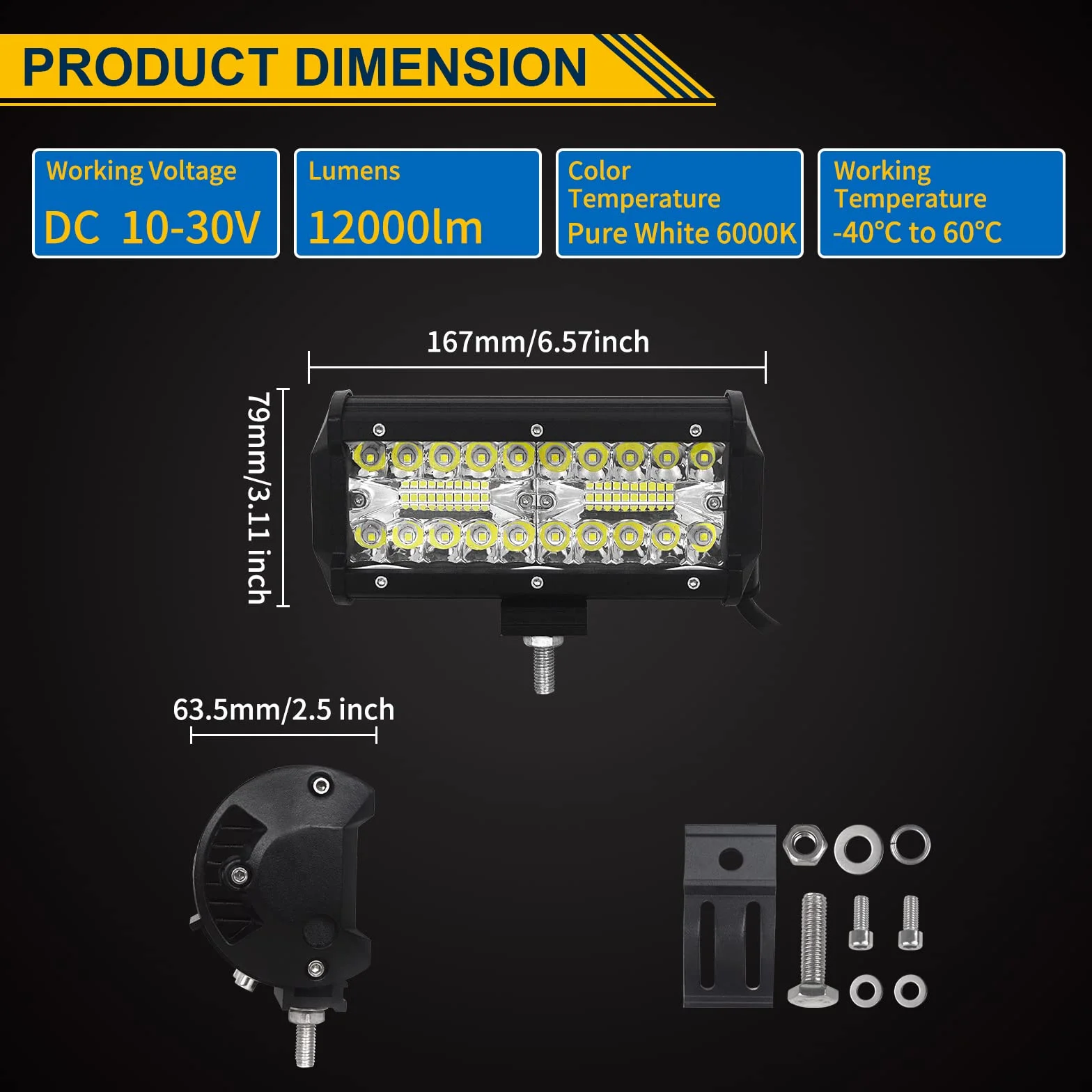 SKYWORLD 2 pcs Faro de trabajo led, 18 cm 7 pulgadas 120W faros trabajo focos Led tractor 12v 24v para off road camión coche ATV 4x4 todoterreno vehículos, 6000K blanca faros antiniebla