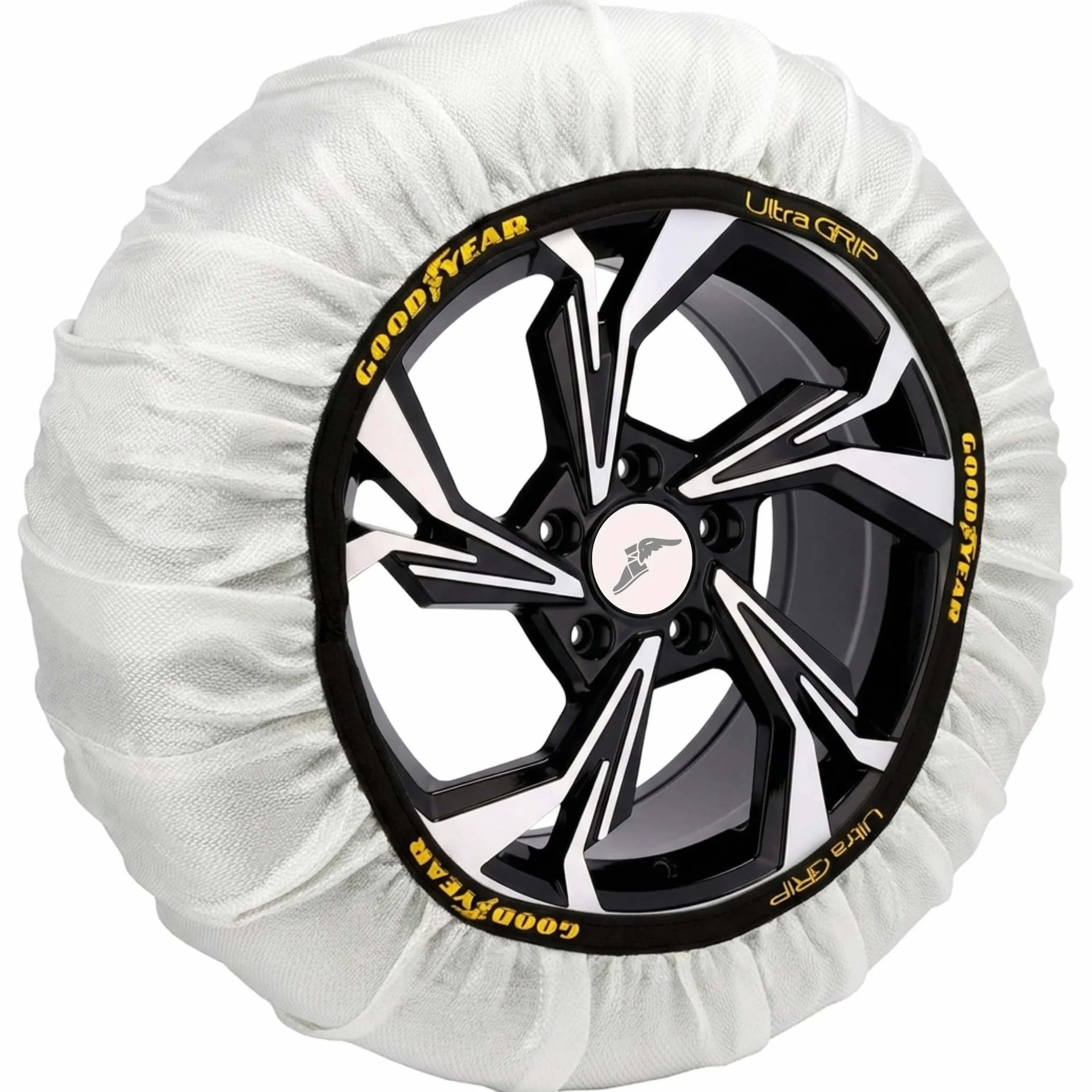 Goodyear Juego de 2 cadenas de nieve de tela para coche Ultra Grip talla XL, específico para el funcionamiento del vehículo, textil, blanco