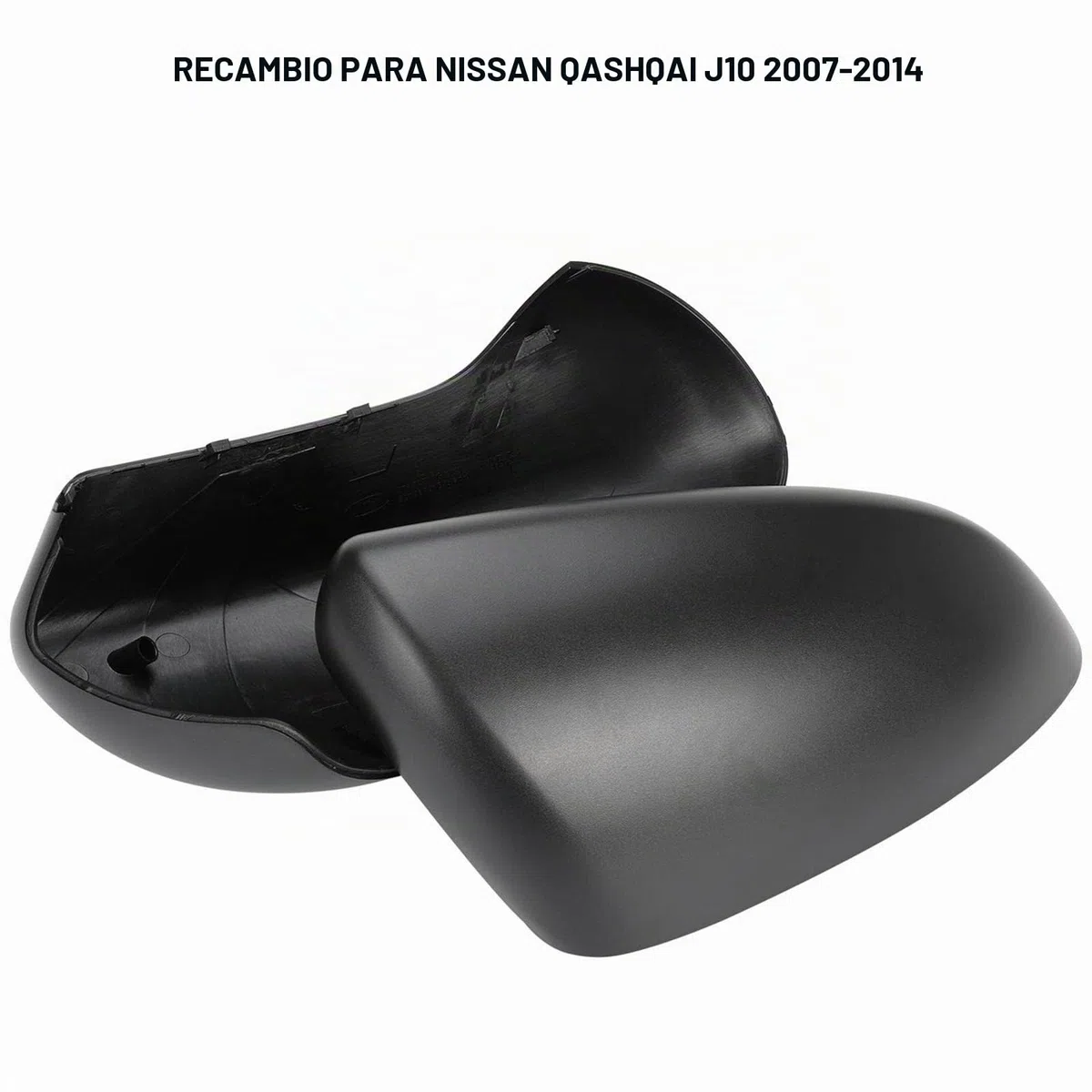 Par de cubiertas de retrovisores de repuesto para Nissan Qashqai 2007-2014, tapa de carcasa de espejo retrovisor izquierdo y derecho (negro)