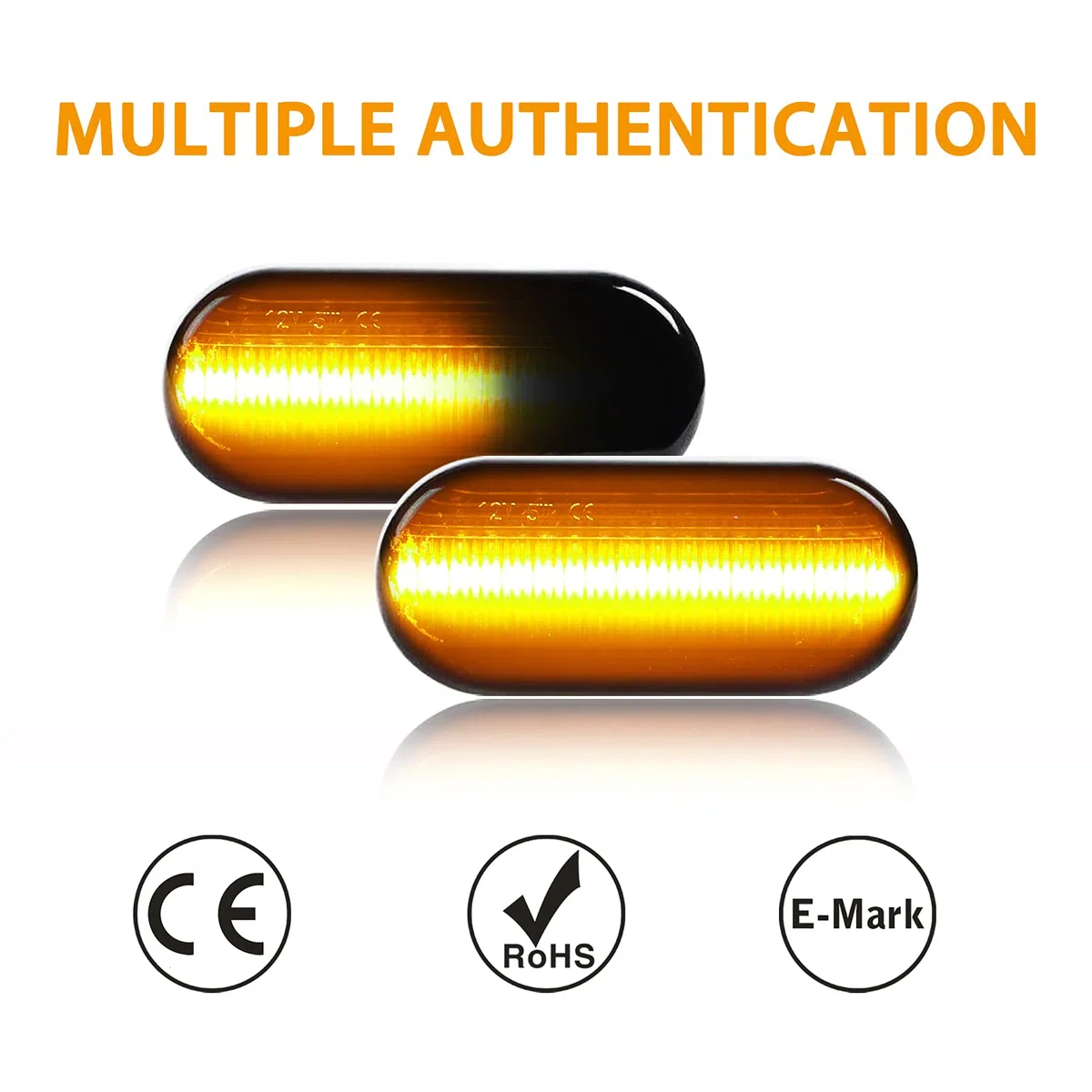 TECTICO LED Intermitentes Laterales Dinamicos Amarillo ámbar Coche Luz Intermitentes para Focus MK2 C-Max Fiesta Fusion T5 Golf3 Golf4 Passat Polo, 2 Piezas