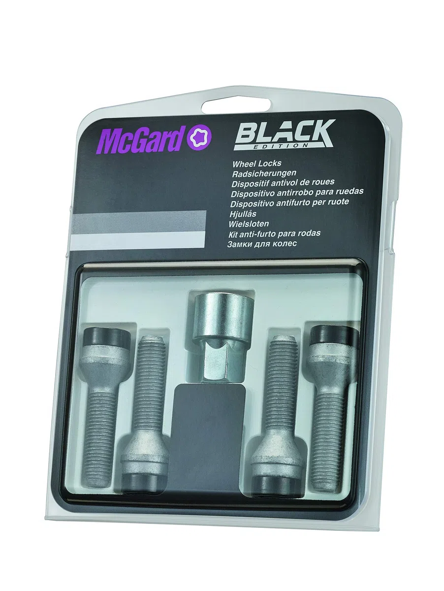 McGard 27183 SUB - Tornillos antirrobo para rueda (base cónica, M14 x 1,5, longitud del vástago 40,0 mm, SW17), color negro