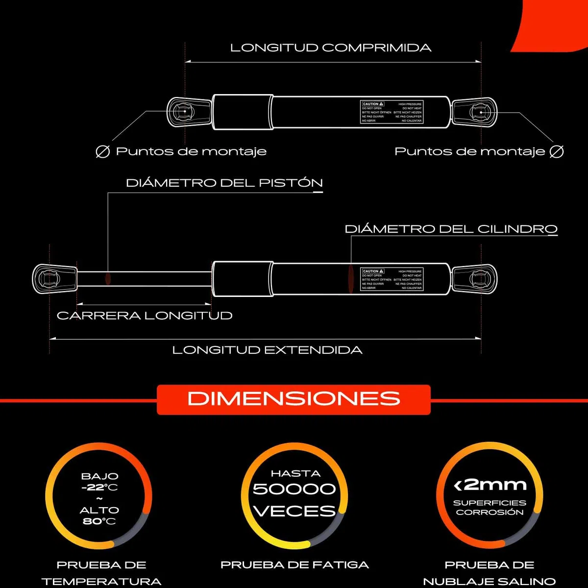 Frankberg 2x Amortiguadores de gas Capó L=312MM 450N Compatible con Serie 5 520 523 525 530 535 545 550 M5 E60 2001-2010 Limousine Serie 5 Touring E61 2004-2010 Touring Replace# 51237008745