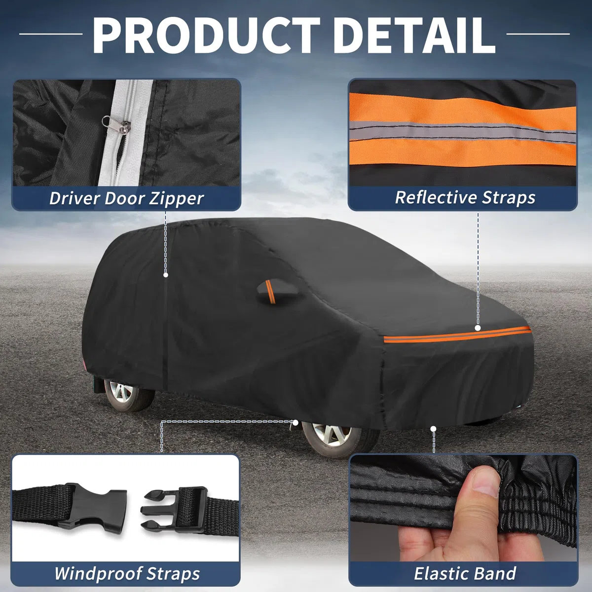 A ABSOPRO Funda De Coche para Mercedes-Benz Vito 2003-2014 Algodón Spunlace Exterior Funda De Coche Completa para Todas Las Condiciones Climáticas A Prueba De Agua A Prueba De Viento Negro