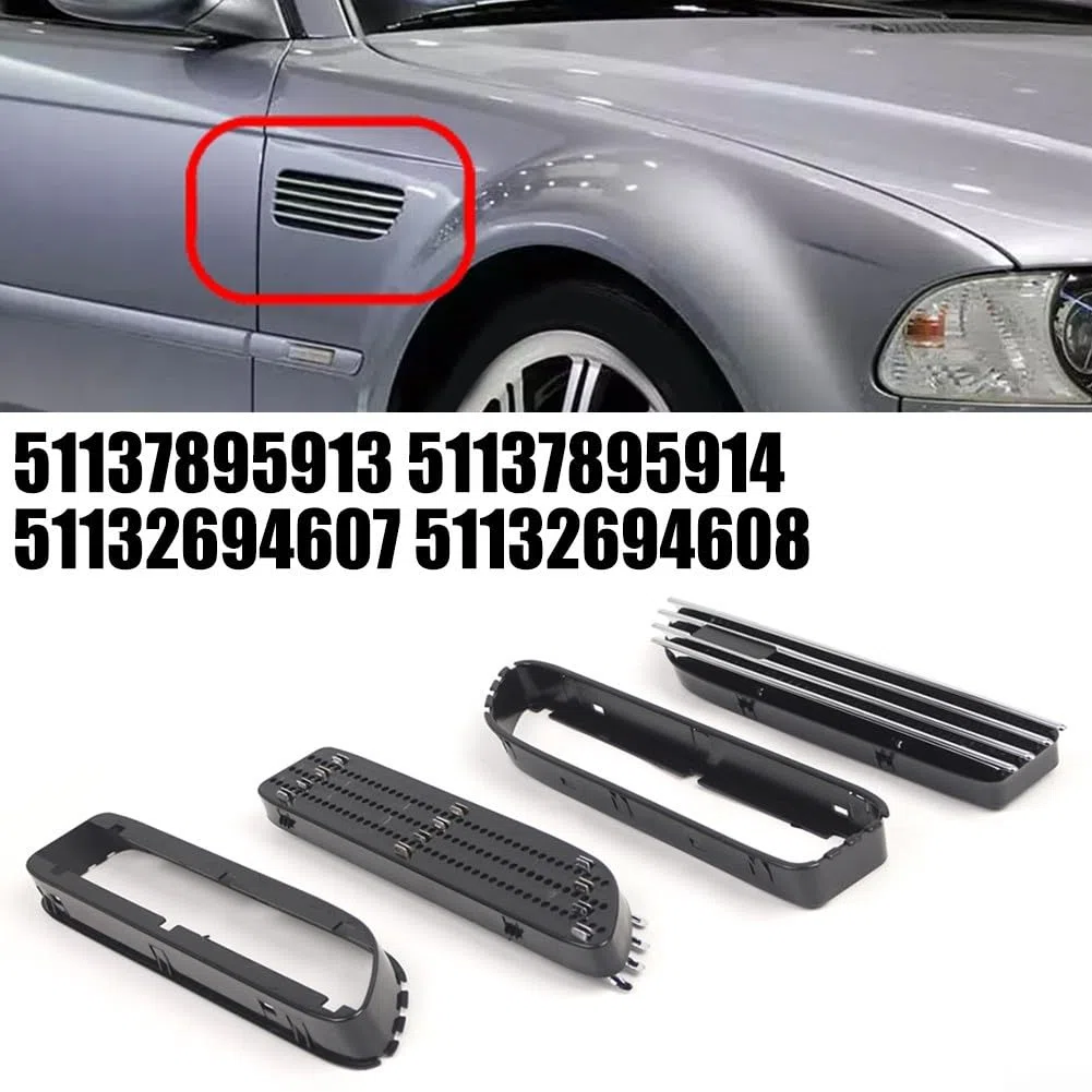2 rejillas laterales de ventilación para guardabarros de coche, para BMW E46 para M3 2001-2006, 27,7 x 7,5 x 3,2 cm